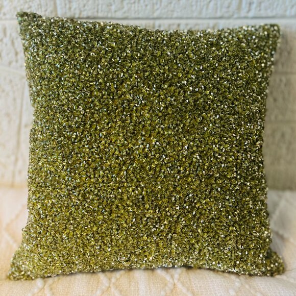 Crate&Barrel Other - Crate&Barrel Beaded Sparkly & Velvet Decorative 12"x12" Throw Accent Pillow EUC
